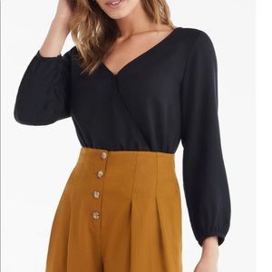 Vetta Gathered Sleeve Wrap Top